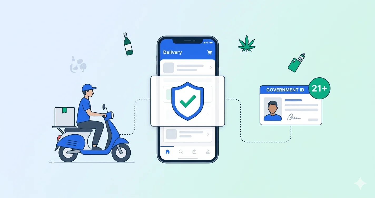 On-demand delivery driver scanning an ID at the doorstep for age-restricted product verification