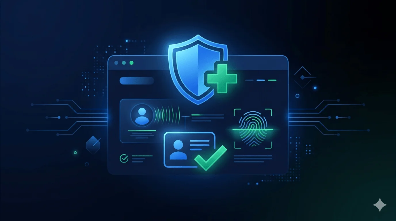Digital health interface showing identity verification for telehealth and online pharmacy platforms