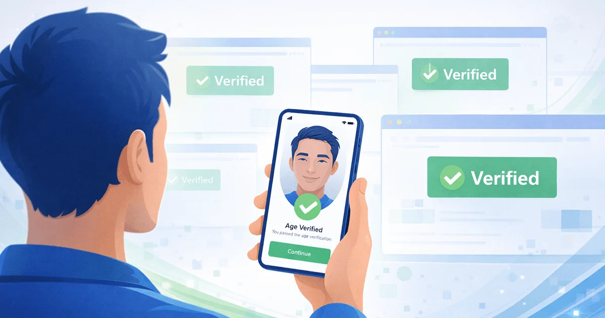 Xident age verification platform showing the Verify Once user flow